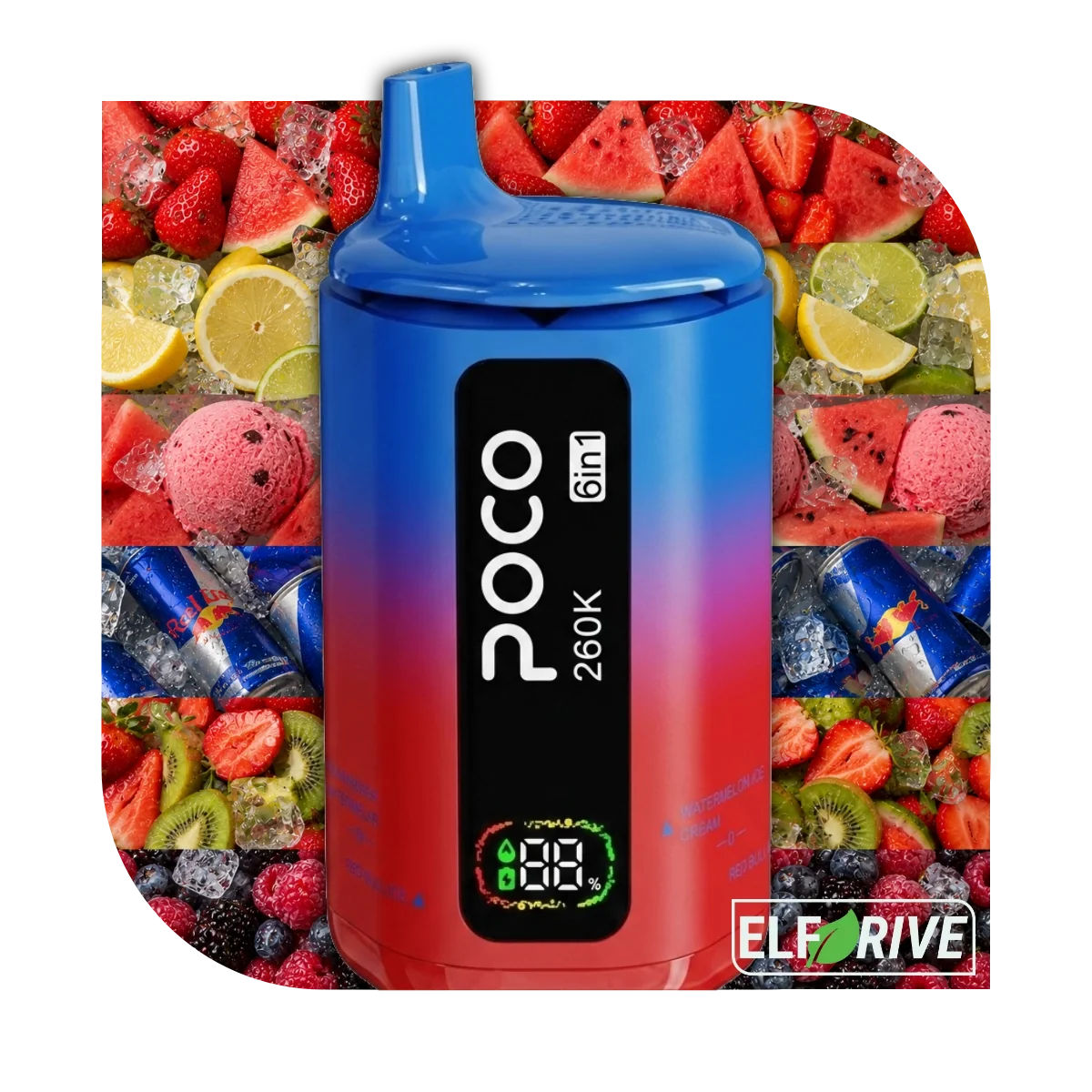 POCO 260K 6IN1 STRAWBERRY WATERMELON & LEMON LIME & WATERMELON ICE CREAM & RED BULL & STRAWBERRY KIWI & MIXED BERRIES 5%