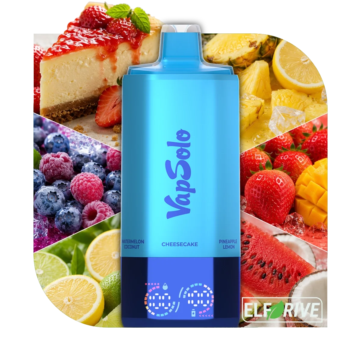 VAPSOLO SIXER 180K 6IN1 CHEESECAKE & PINEAPPLE LEMON & BLUEBERRY SOUR RASPBERRY & STRAWBERRY MANGO & LEMON LIME & WATERMELON COCONUT 5%